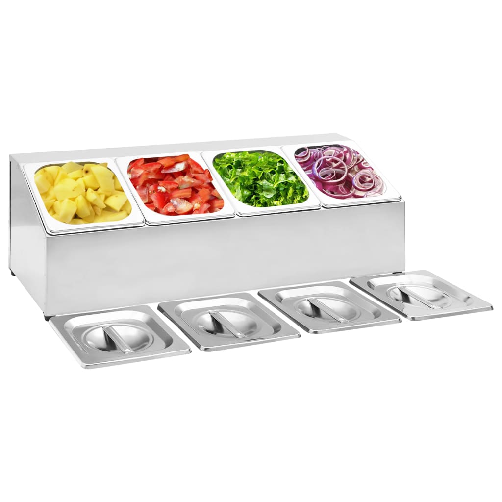 Gastronormbakkenhouder met 4 GN 1/6 bakken roestvrij staal is nu te koop bij PeponiXL, paradijselijk wonen!