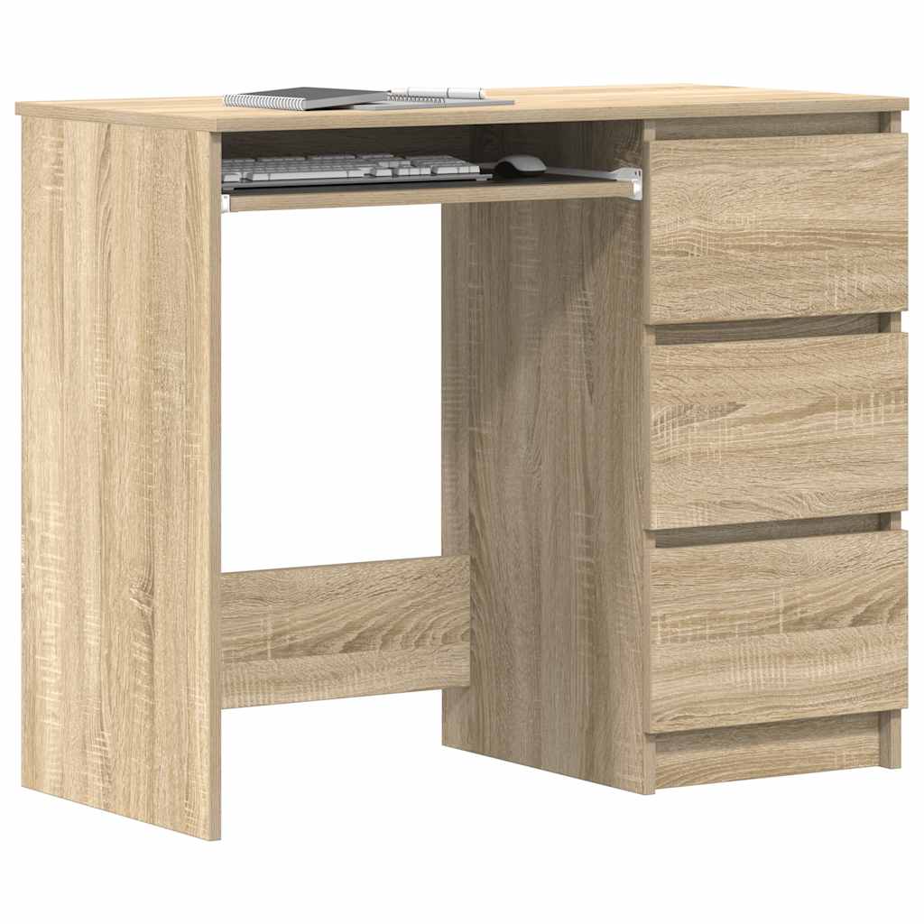 Bureau 90x45x76 cm bewerkt hout sonoma eikenkleurig is nu te koop bij PeponiXL, paradijselijk wonen!