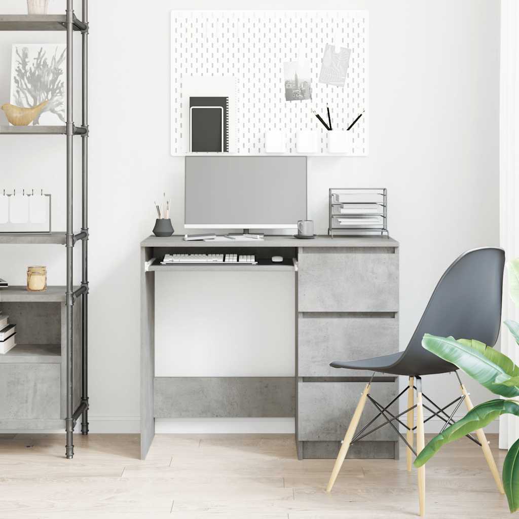 Bureau 90x45x76 cm bewerkt hout betongrijs is nu te koop bij PeponiXL, paradijselijk wonen!