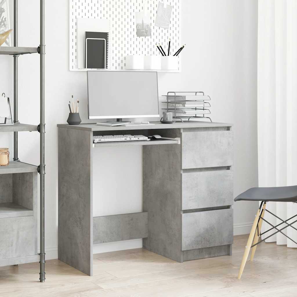 Bureau 90x45x76 cm bewerkt hout betongrijs is nu te koop bij PeponiXL, paradijselijk wonen!