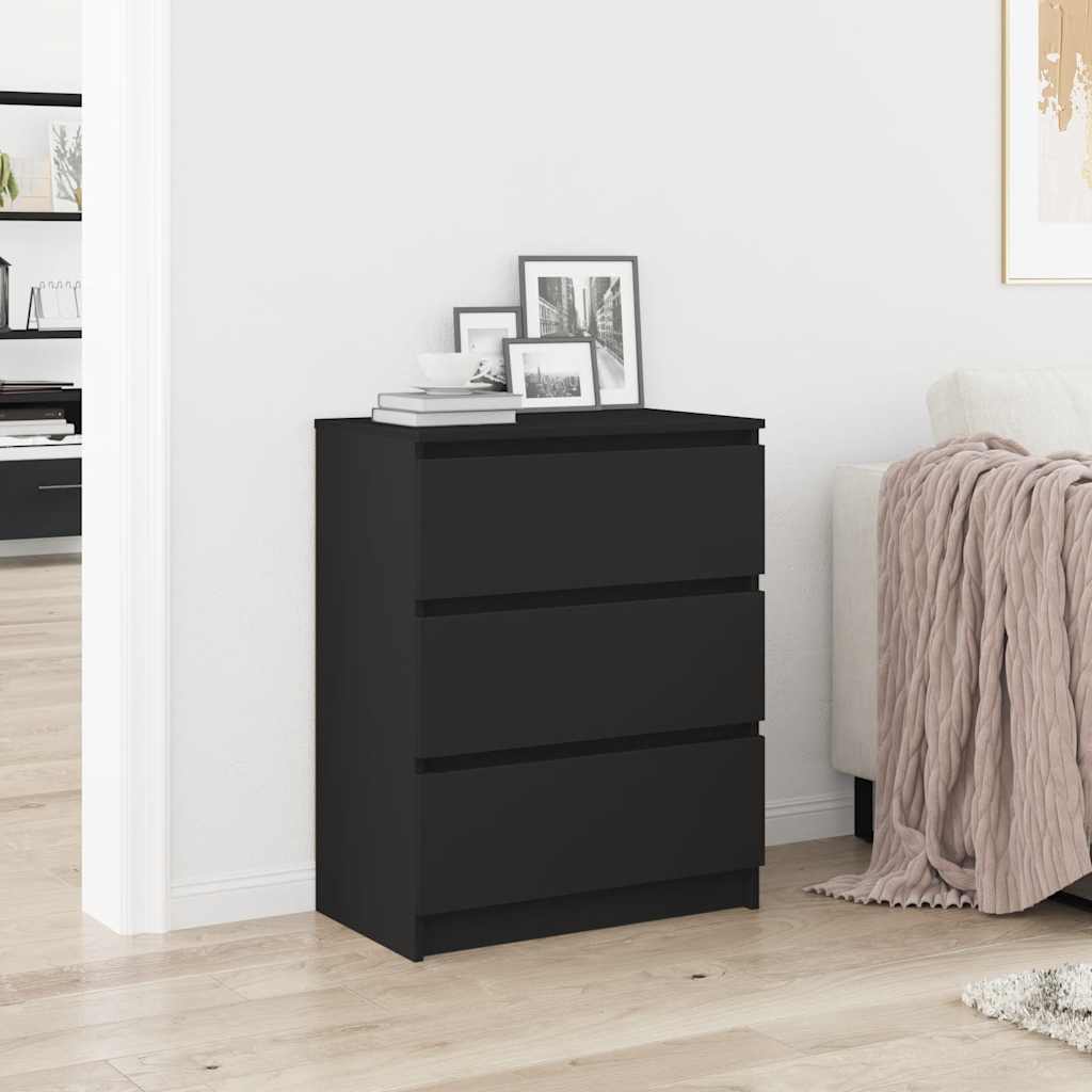 Dressoir 60x35x76 cm bewerkt hout zwart is nu te koop bij PeponiXL, paradijselijk wonen!