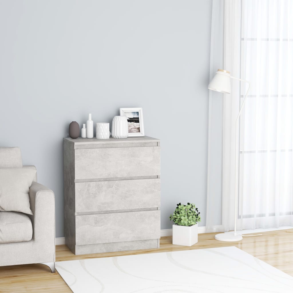 Dressoir 60x35x76 cm bewerkt hout betongrijs is nu te koop bij PeponiXL, paradijselijk wonen!
