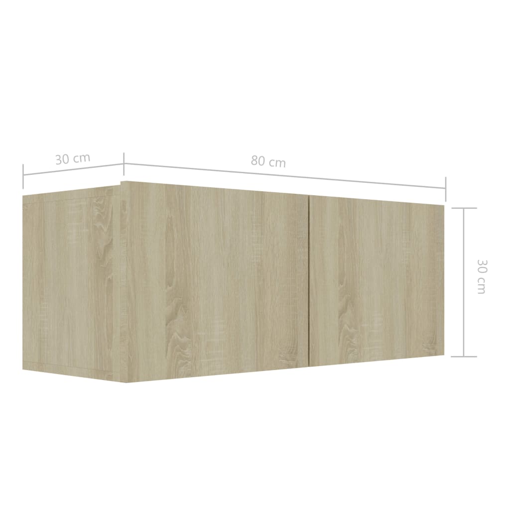 Tv-meubel 80x30x30 cm bewerkt hout sonoma eikenkleurig is nu te koop bij PeponiXL, paradijselijk wonen!