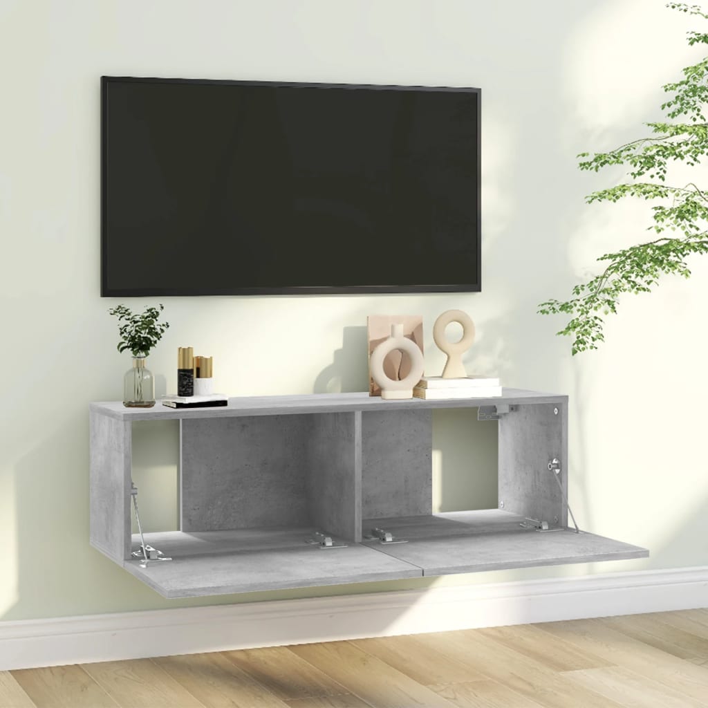 Tv-meubel 100x30x30 cm bewerkt hout betongrijs is nu te koop bij PeponiXL, paradijselijk wonen!