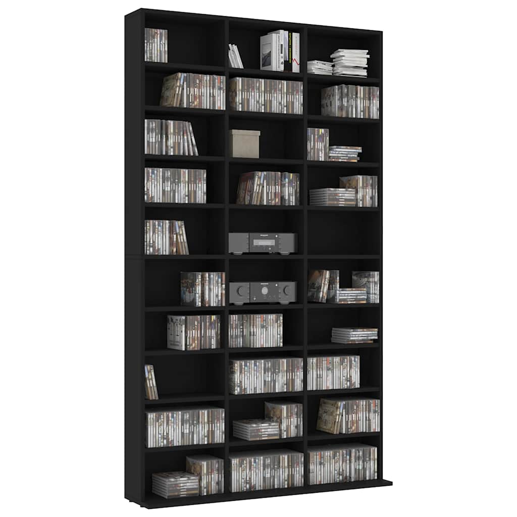 Cd-kast 102x23x177,5 cm bewerkt hout zwart