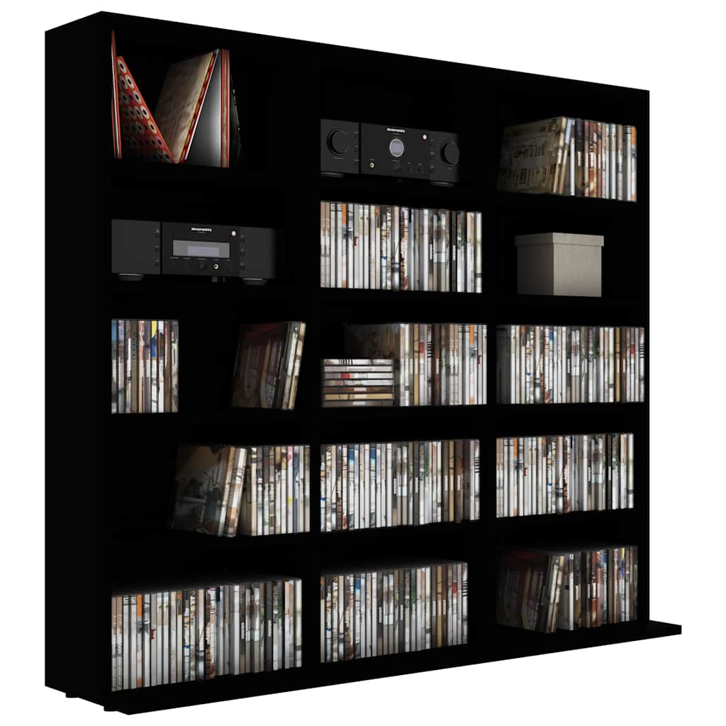 Cd-kast 100x23x89,5 cm bewerkt hout zwart