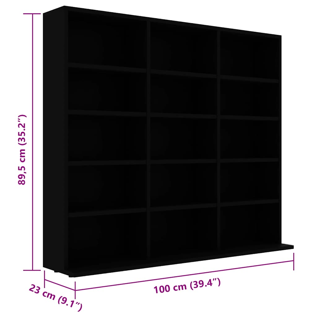 Cd-kast 100x23x89,5 cm bewerkt hout zwart