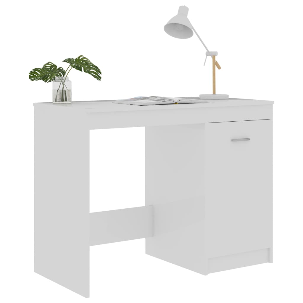 Bureau 100x50x76 cm bewerkt hout hoogglans wit is nu te koop bij PeponiXL, paradijselijk wonen!