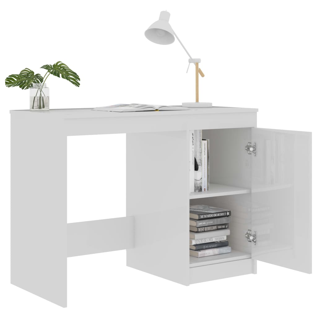 Bureau 100x50x76 cm bewerkt hout hoogglans wit is nu te koop bij PeponiXL, paradijselijk wonen!