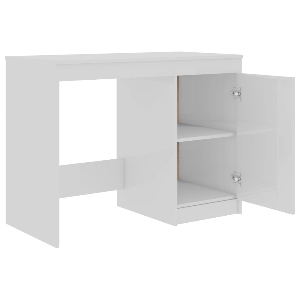 Bureau 100x50x76 cm bewerkt hout hoogglans wit is nu te koop bij PeponiXL, paradijselijk wonen!