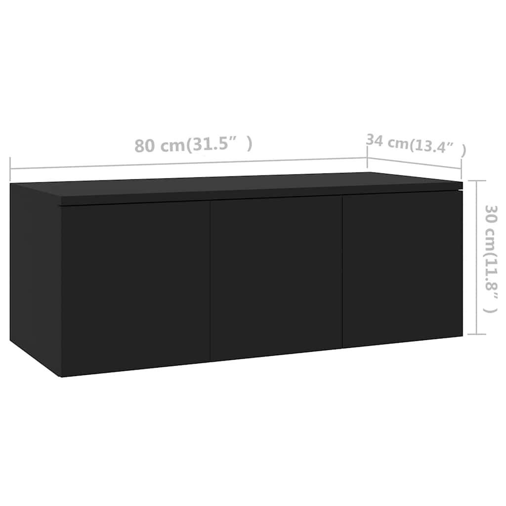 Tv-meubel 80x34x30 cm bewerkt hout zwart is nu te koop bij PeponiXL, paradijselijk wonen!