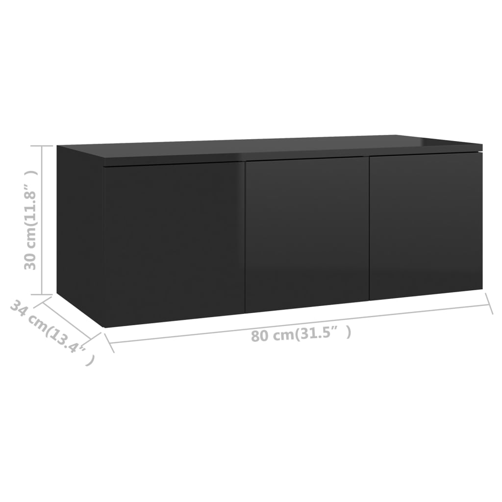 Tv-meubel 80x34x30 cm bewerkt hout hoogglans zwart is nu te koop bij PeponiXL, paradijselijk wonen!