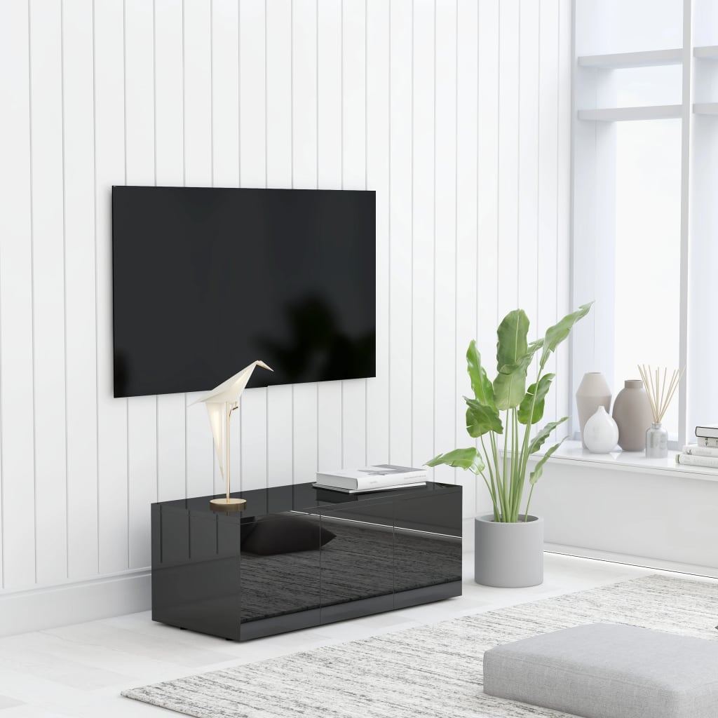 Tv-meubel 80x34x30 cm bewerkt hout hoogglans zwart is nu te koop bij PeponiXL, paradijselijk wonen!