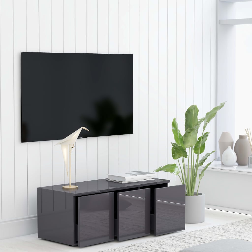 Tv-meubel 80x34x30 cm bewerkt hout hoogglans grijs is nu te koop bij PeponiXL, paradijselijk wonen!