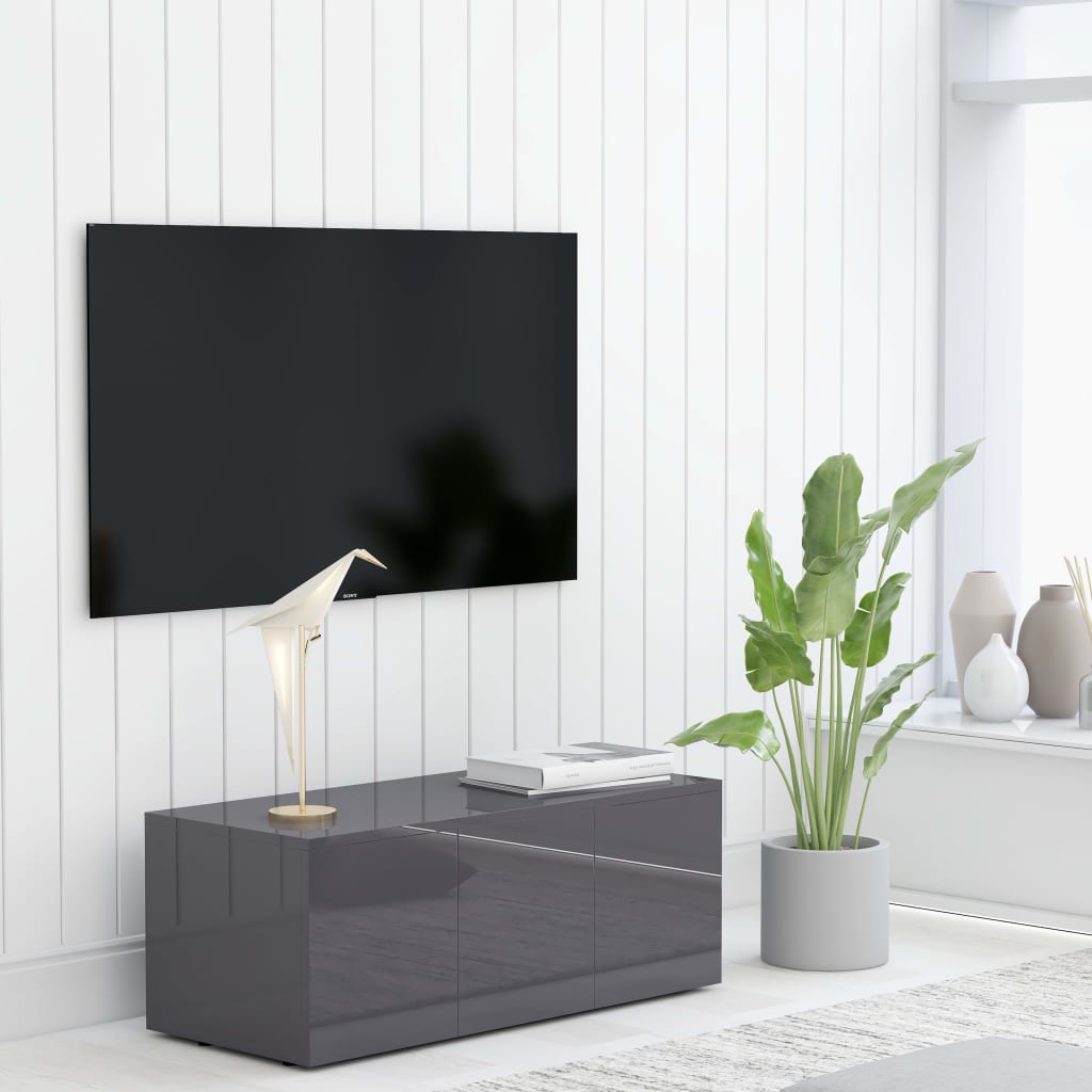 Tv-meubel 80x34x30 cm bewerkt hout hoogglans grijs is nu te koop bij PeponiXL, paradijselijk wonen!