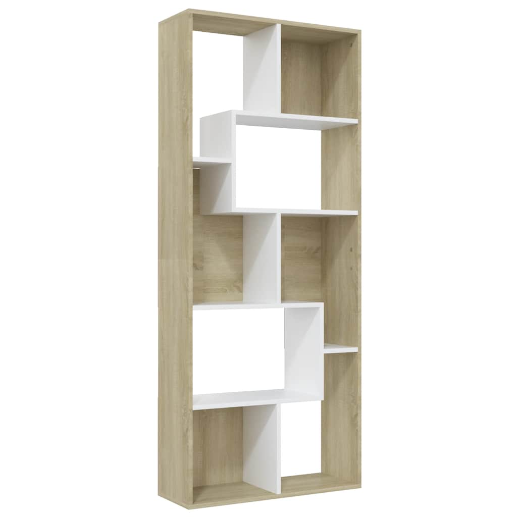 801882 vidaXL Boekenkast Wit en Sonoma Eik 67x24x161 cm Bewerkt Hout is nu te koop bij PeponiXL, paradijselijk wonen!
