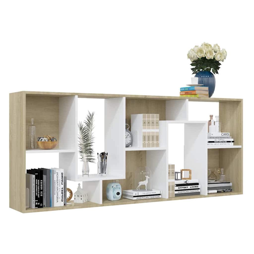 801882 vidaXL Boekenkast Wit en Sonoma Eik 67x24x161 cm Bewerkt Hout is nu te koop bij PeponiXL, paradijselijk wonen!