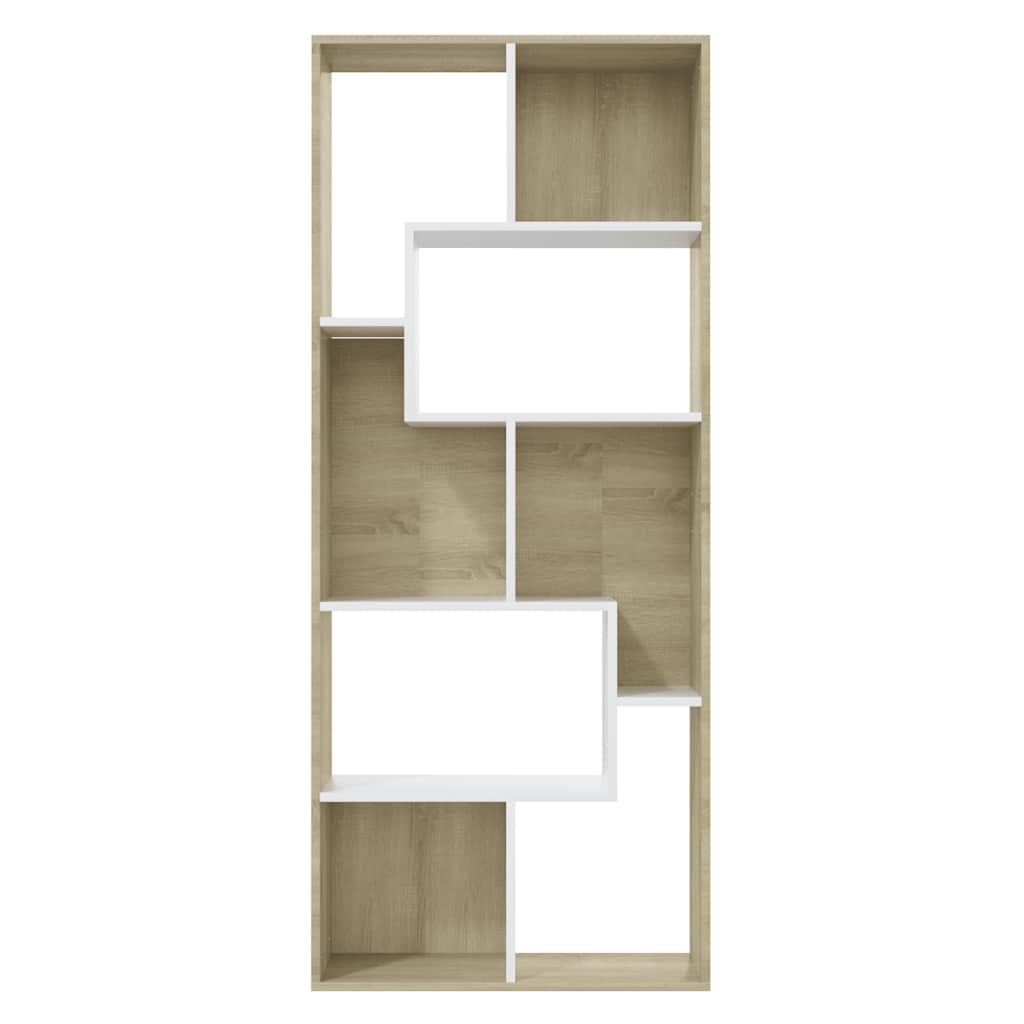 801882 vidaXL Boekenkast Wit en Sonoma Eik 67x24x161 cm Bewerkt Hout is nu te koop bij PeponiXL, paradijselijk wonen!