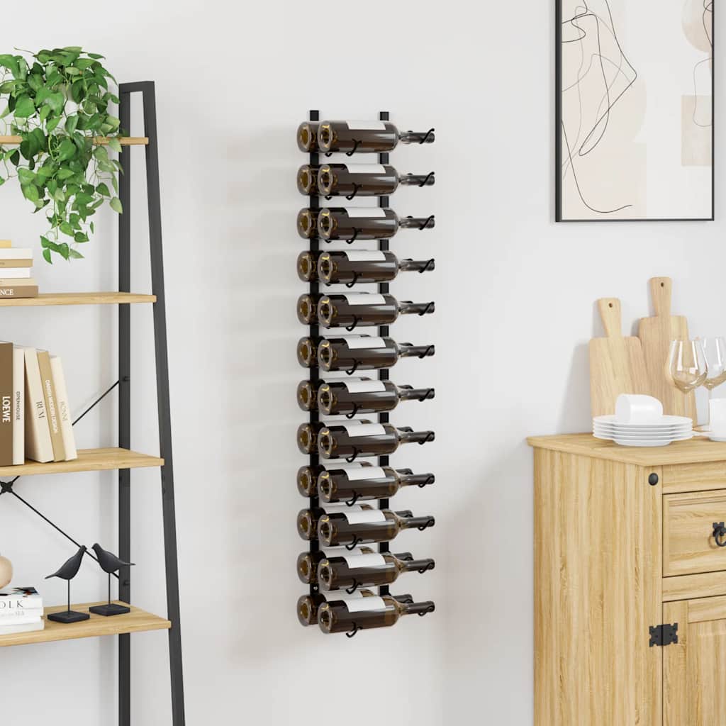 Wijnrek voor 24 flessen wandmontage ijzer zwart is nu te koop bij PeponiXL, paradijselijk wonen!