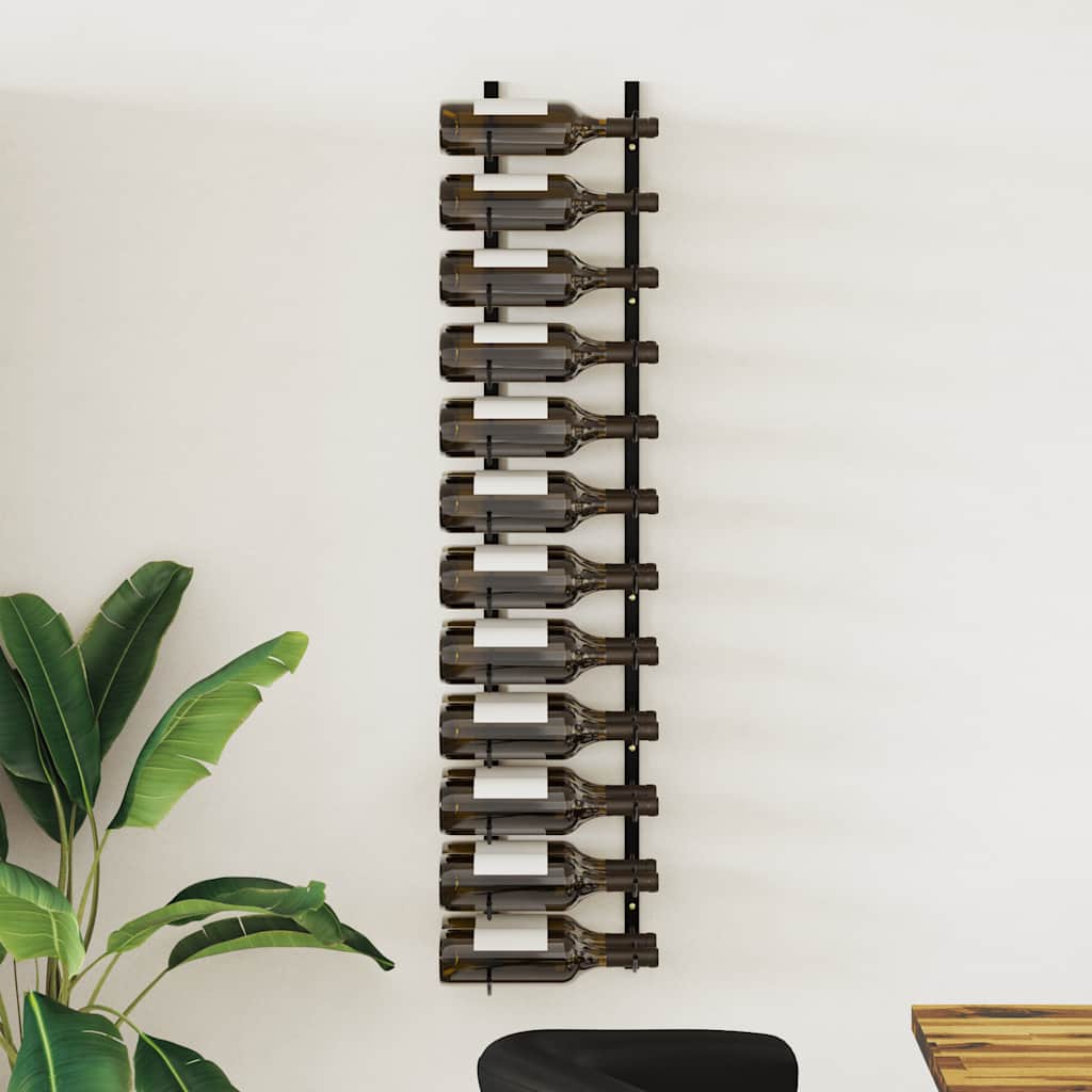 Wijnrek voor 24 flessen wandmontage ijzer zwart is nu te koop bij PeponiXL, paradijselijk wonen!