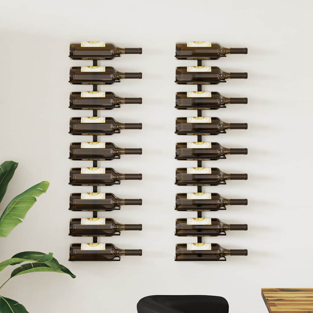 Wijnrekken wandmontage voor 18 flessen 2 st ijzer zwart is nu te koop bij PeponiXL, paradijselijk wonen!
