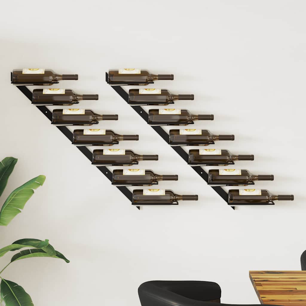 Wijnrekken voor 14 flessen wandmontage 2 st metaal zwart is nu te koop bij PeponiXL, paradijselijk wonen!