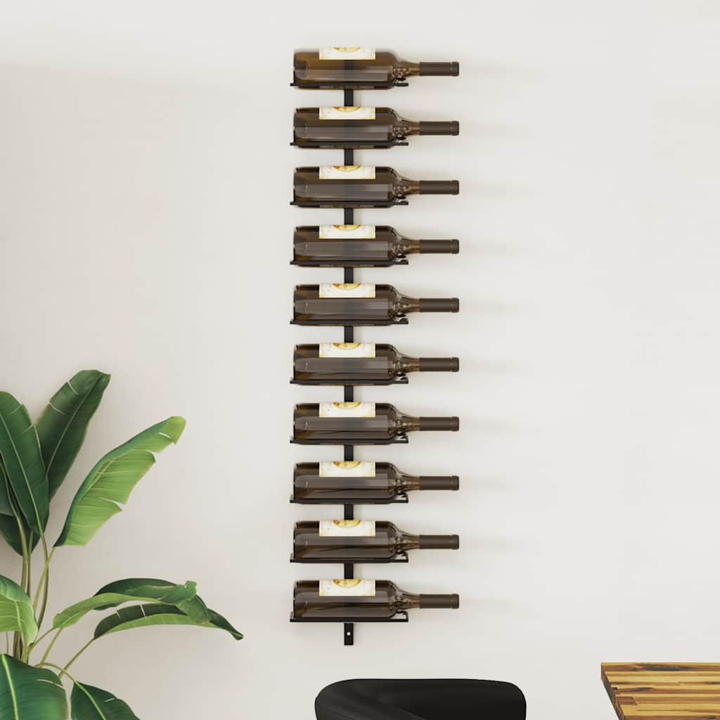 Wijnrek voor 10 flessen wandmontage metaal zwart is nu te koop bij PeponiXL, paradijselijk wonen!