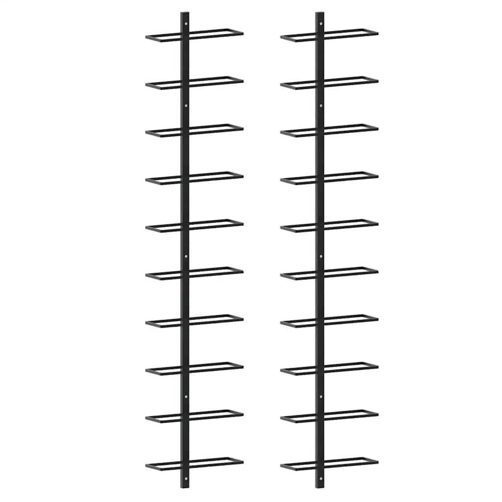 Wijnrekken voor 20 flessen wandmontage 2 st metaal zwart is nu te koop bij PeponiXL, paradijselijk wonen!