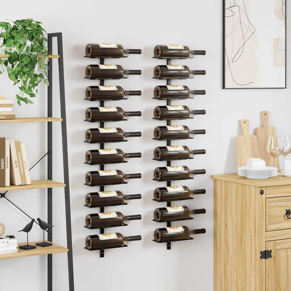 Wijnrekken voor 20 flessen wandmontage 2 st metaal zwart is nu te koop bij PeponiXL, paradijselijk wonen!
