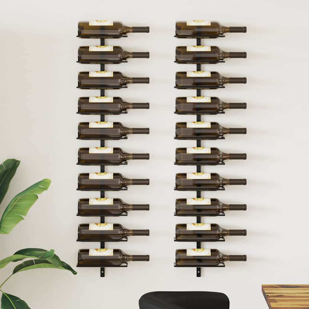 Wijnrekken voor 20 flessen wandmontage 2 st metaal zwart is nu te koop bij PeponiXL, paradijselijk wonen!