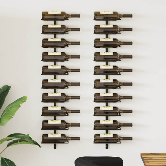 Wijnrekken voor 20 flessen wandmontage 2 st metaal zwart is nu te koop bij PeponiXL, paradijselijk wonen!