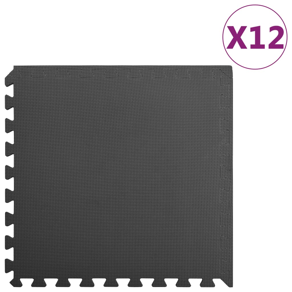 Vloermatten 12 st 4,32 ㎡ EVA-schuim zwart is nu te koop bij PeponiXL, paradijselijk wonen!