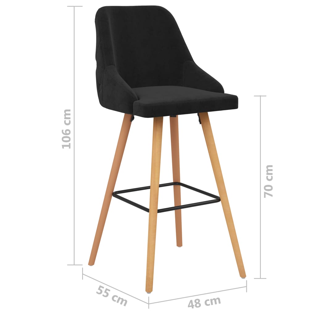 Barkrukken 2 st fluweel zwart is nu te koop bij PeponiXL, paradijselijk wonen!