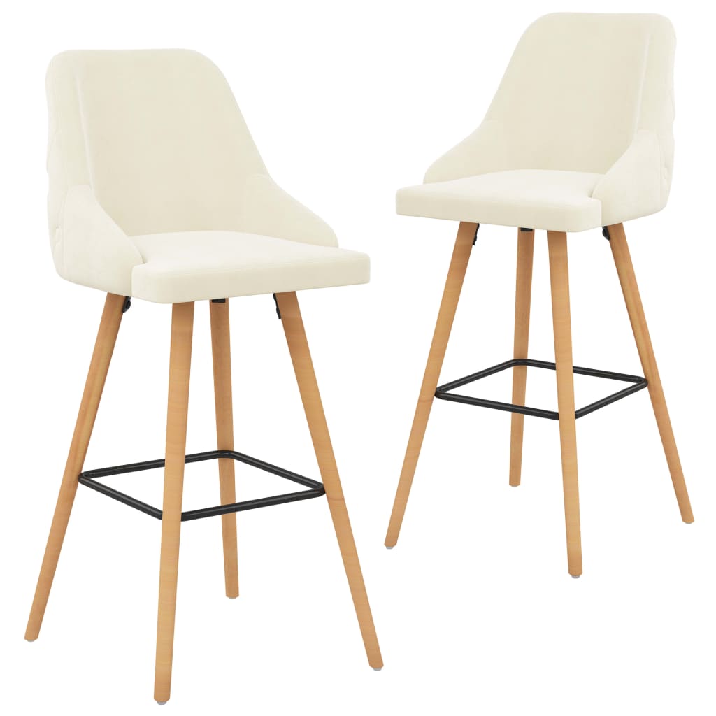 Barkrukken 2 st fluweel crèmekleurig is nu te koop bij PeponiXL, paradijselijk wonen!