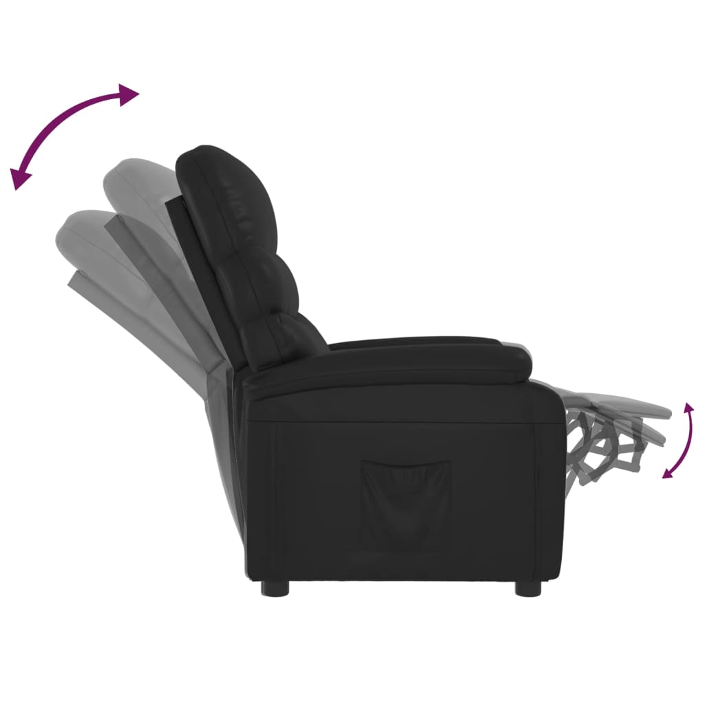 Fauteuil verstelbaar kunstleer zwart is nu te koop bij PeponiXL, paradijselijk wonen!