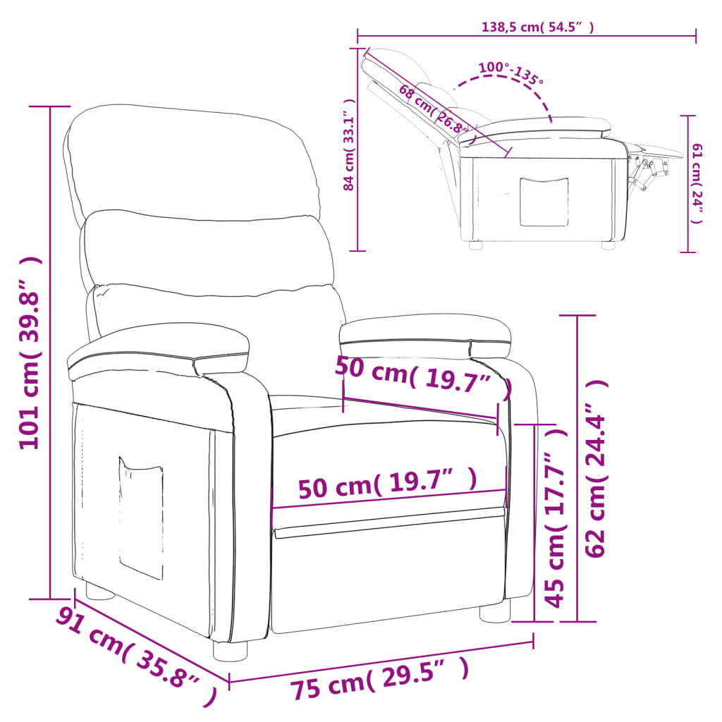 Fauteuil verstelbaar kunstleer zwart is nu te koop bij PeponiXL, paradijselijk wonen!