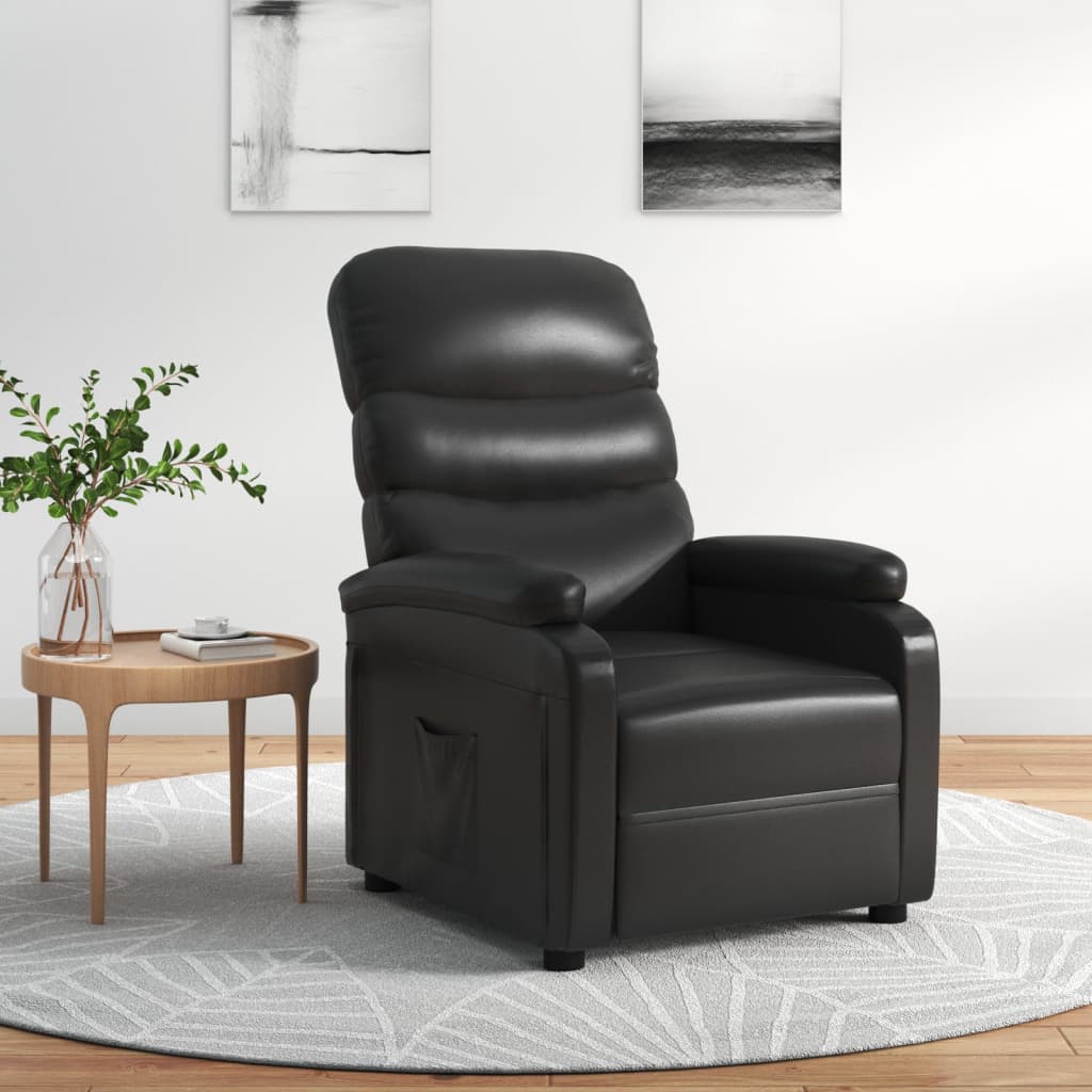 Fauteuil verstelbaar kunstleer zwart is nu te koop bij PeponiXL, paradijselijk wonen!