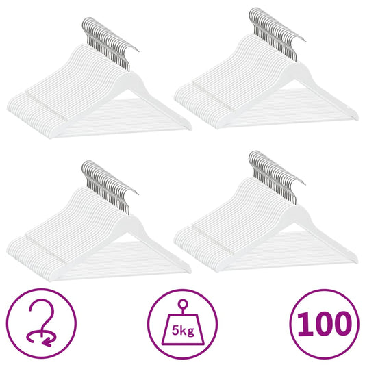100-delige Kledinghangerset anti-slip hardhout wit is nu te koop bij PeponiXL, paradijselijk wonen!