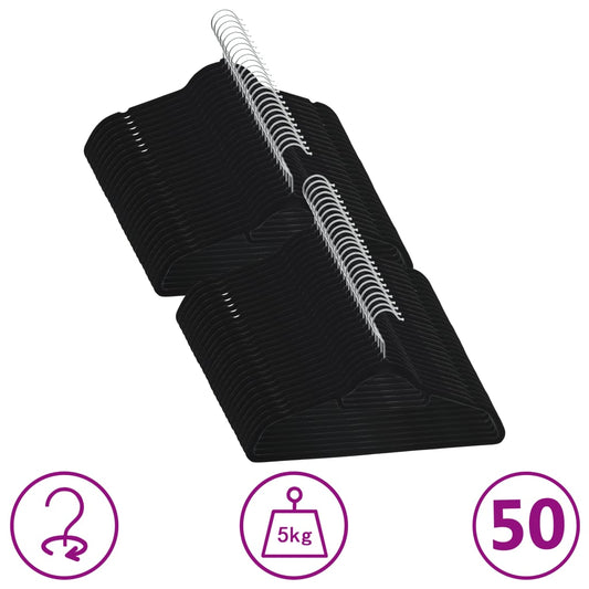 50-delige Kledinghangerset anti-slip fluweel zwart is nu te koop bij PeponiXL, paradijselijk wonen!