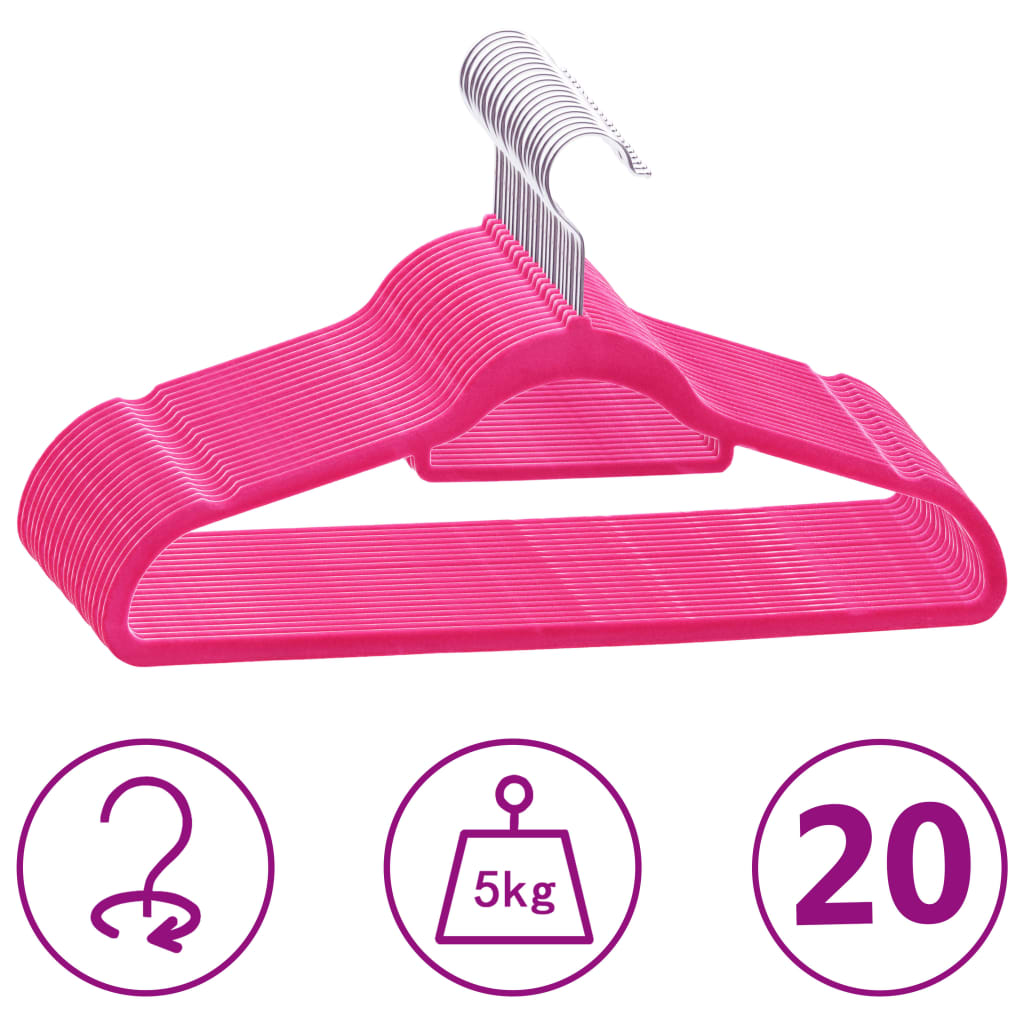 20-delige Kledinghangerset anti-slip fluweel roze is nu te koop bij PeponiXL, paradijselijk wonen!