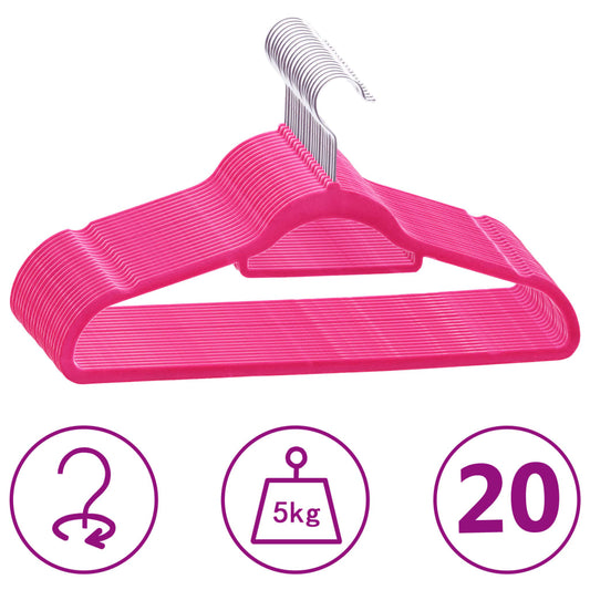 20-delige Kledinghangerset anti-slip fluweel roze is nu te koop bij PeponiXL, paradijselijk wonen!