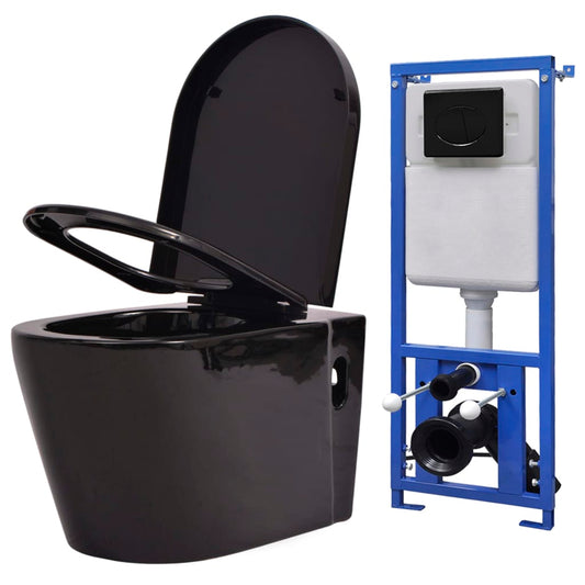 Hangend toilet met verborgen stortbak keramiek zwart is nu te koop bij PeponiXL, paradijselijk wonen!