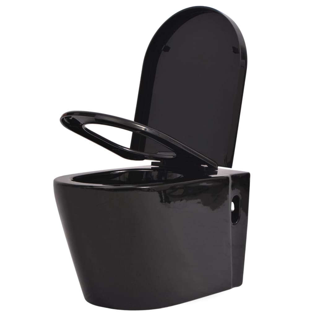 Hangend toilet met verborgen stortbak keramiek zwart is nu te koop bij PeponiXL, paradijselijk wonen!