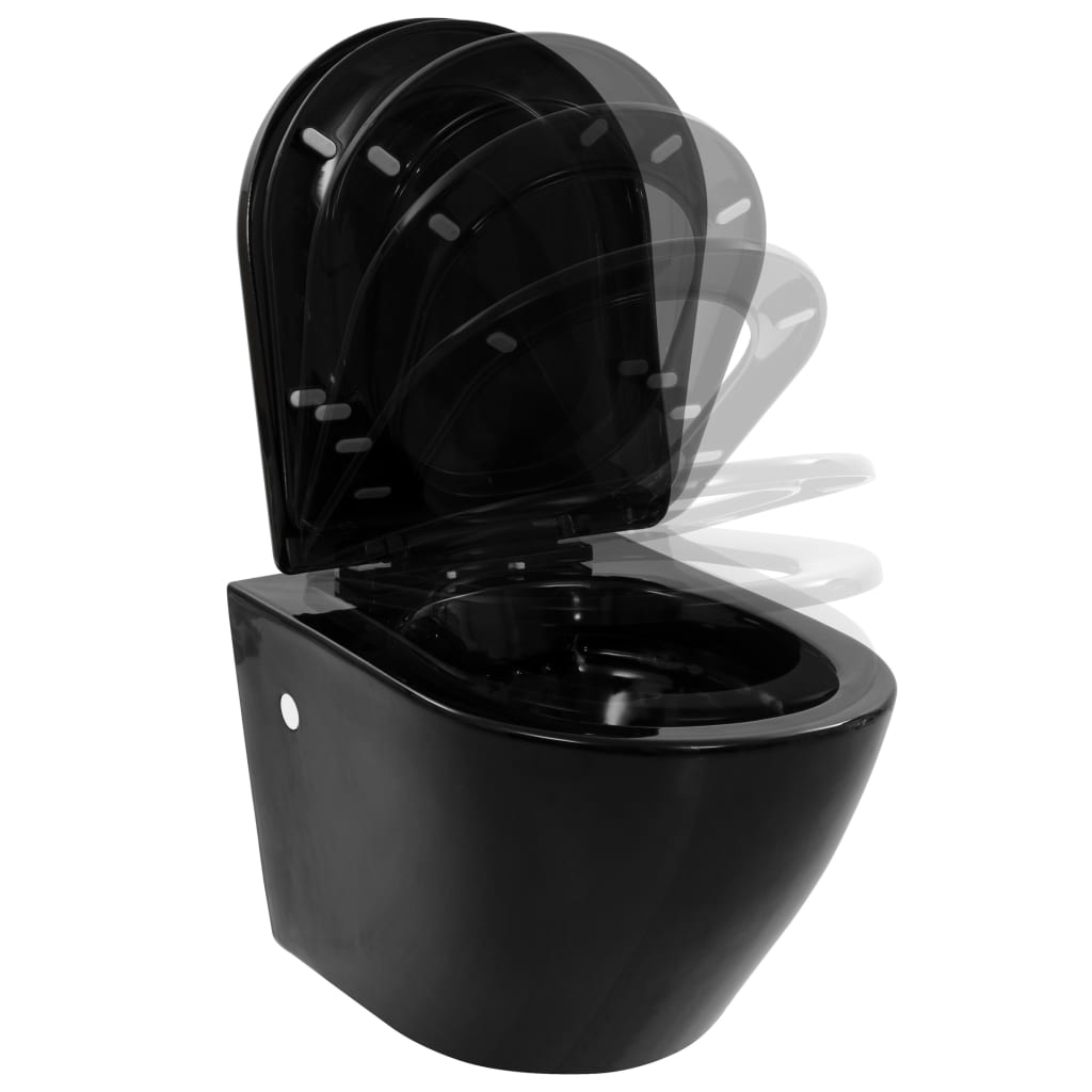 Hangend toilet met verborgen stortbak keramiek zwart is nu te koop bij PeponiXL, paradijselijk wonen!