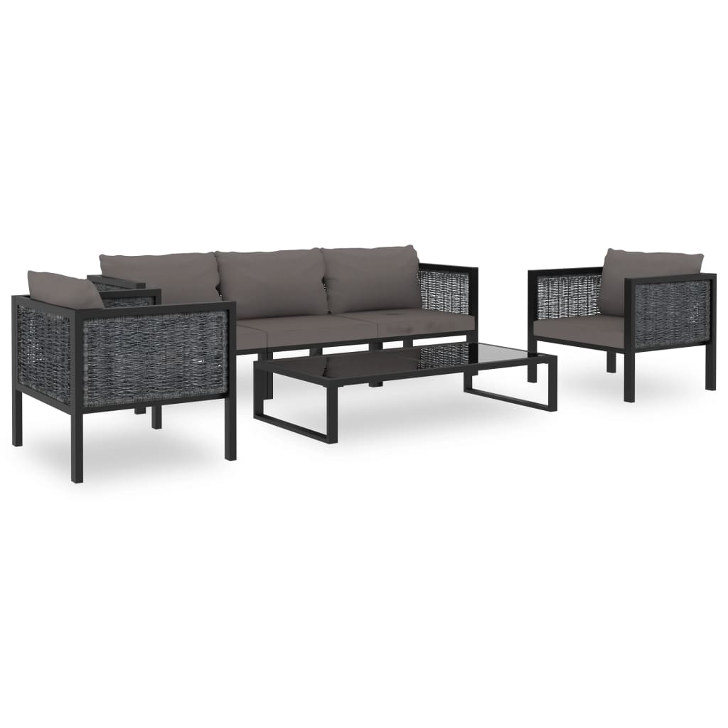 6-delige Loungeset met kussens poly rattan antraciet is nu te koop bij PeponiXL, paradijselijk wonen!