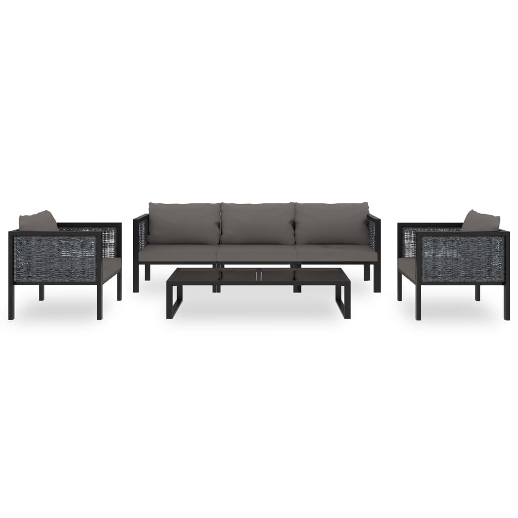 6-delige Loungeset met kussens poly rattan antraciet is nu te koop bij PeponiXL, paradijselijk wonen!