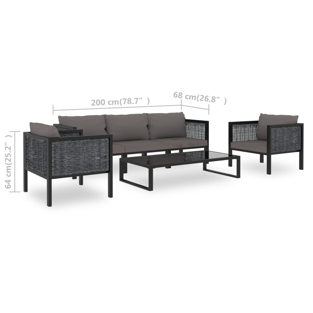 6-delige Loungeset met kussens poly rattan antraciet is nu te koop bij PeponiXL, paradijselijk wonen!