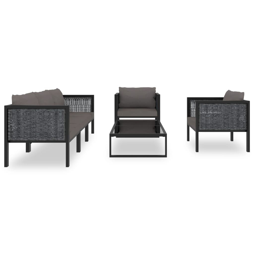 6-delige Loungeset met kussens poly rattan antraciet is nu te koop bij PeponiXL, paradijselijk wonen!