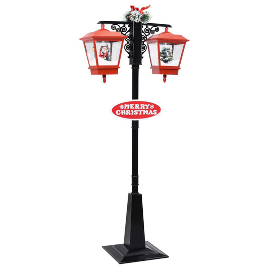 Straatlantaarn met kerstman 81x40x188 cm PVC zwart en rood is nu te koop bij PeponiXL, paradijselijk wonen!