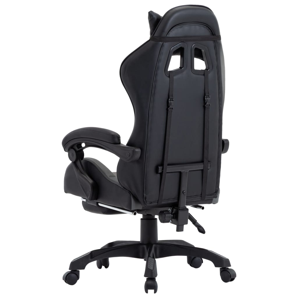 Racestoel met voetensteun kunstleer grijs en zwart is nu te koop bij PeponiXL, paradijselijk wonen!